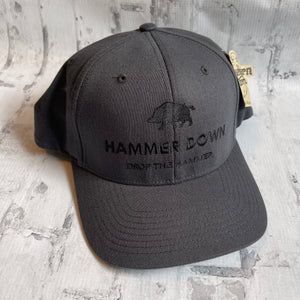 Hammer Down "Black DTH Hog" Flex Fit Hat - Charcoal with Woven Patch - Southern Charm "Shop The Charm"