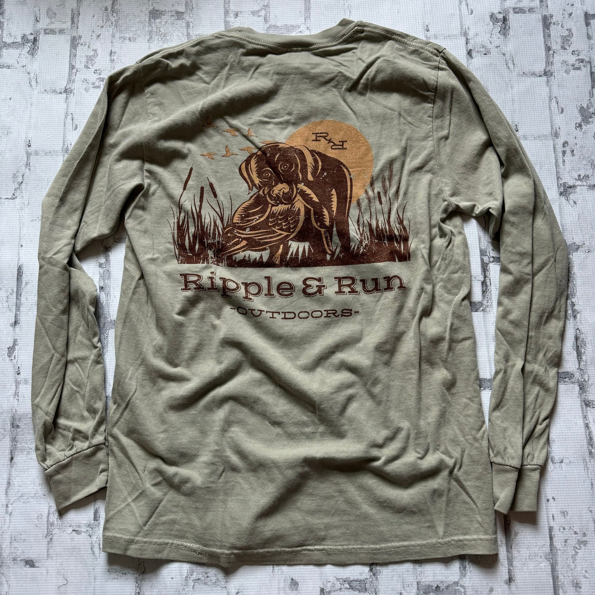 Ripple and Run "Duck Dog" Long Sleeve T-shirt - Sage