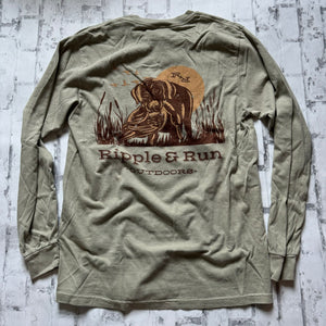 Ripple and Run "Duck Dog" Long Sleeve T-shirt - Sage