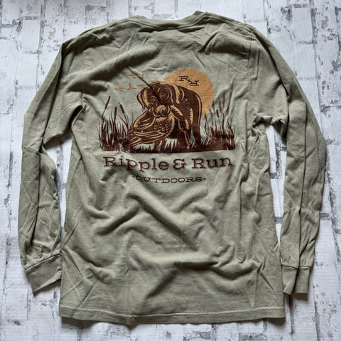 Ripple and Run "Duck Dog" Long Sleeve T-shirt - Sage