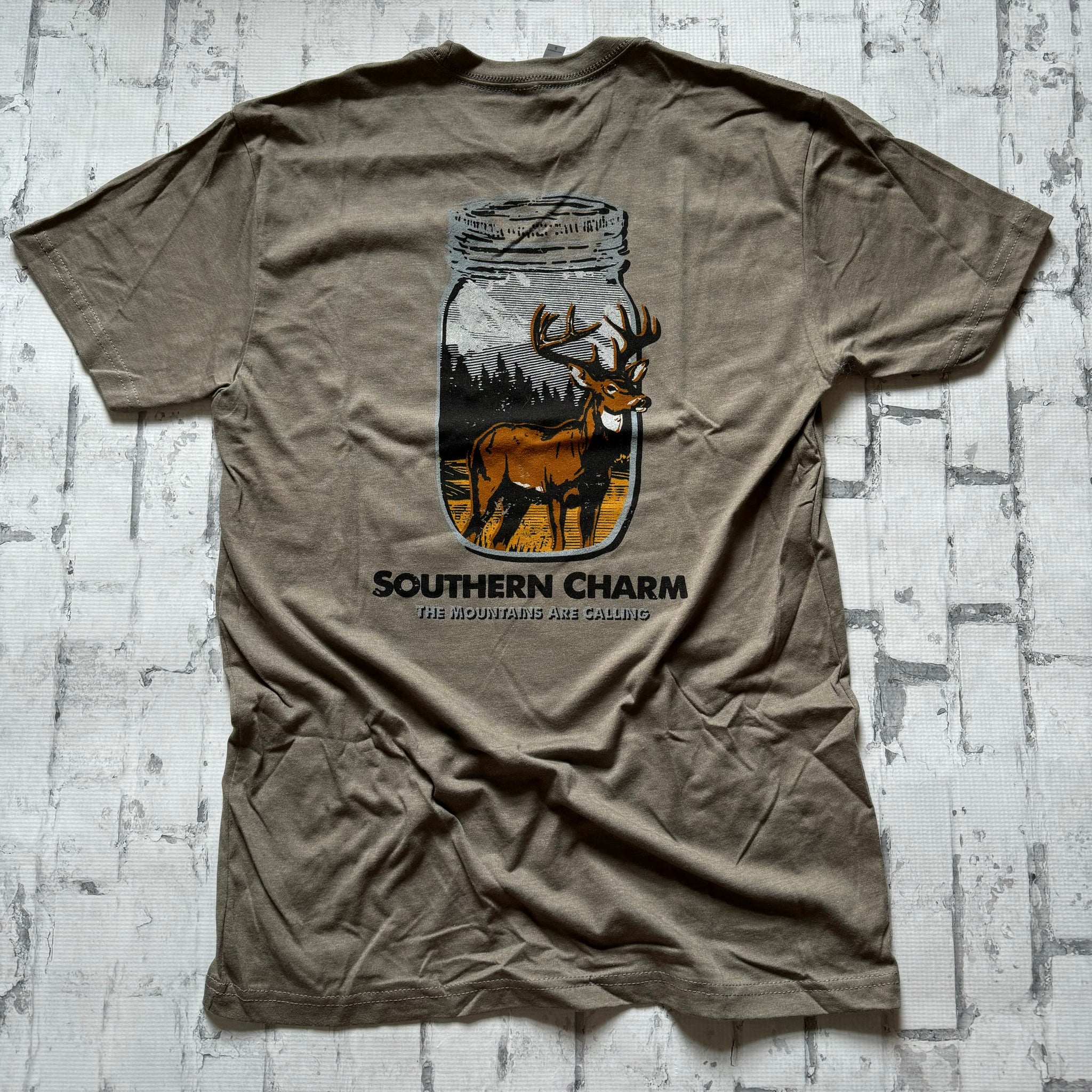 Southern Charm “Deer Jar” Short Sleeve T-shirt - Taupe