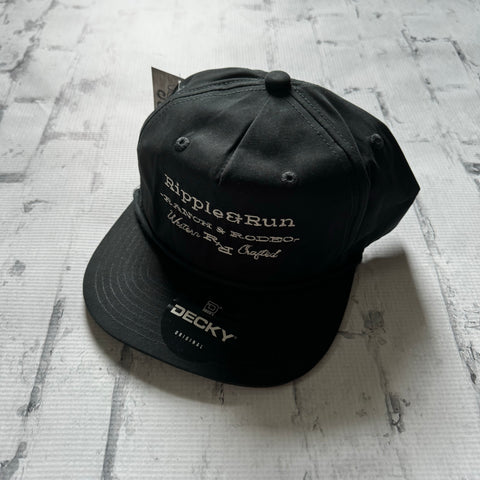 Ripple and Run “Lettering" Hat - Black with Black Rope