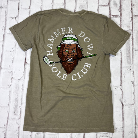 Hammer Down Golf Club "Hack Sasquatch HDGC" Short Sleeve T-shirt - Khaki