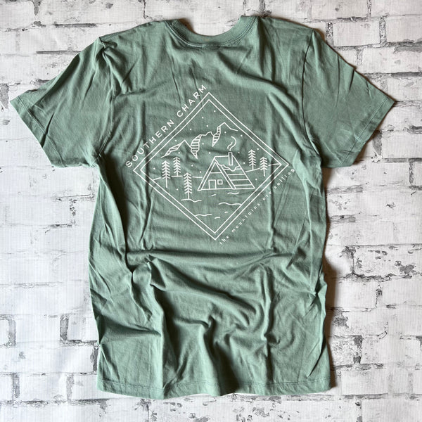 Southern Charm "Cabin Square" Short Sleeve T-shirt - River Green - Southern Charm "Shop The Charm"