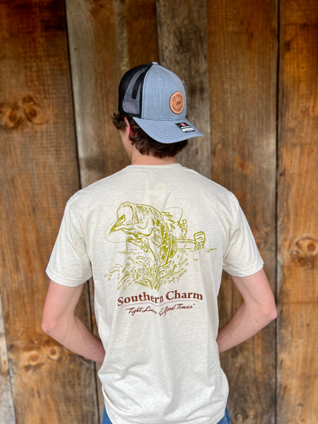 Southern Charm "Bass Boat" Short Sleeve T-shirt - Cream - Southern Charm "Shop The Charm"