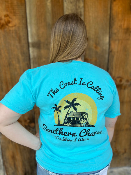 Southern Charm "Sunset Surf Van" Short Sleeve T-shirt - Lagoon - Southern Charm "Shop The Charm"