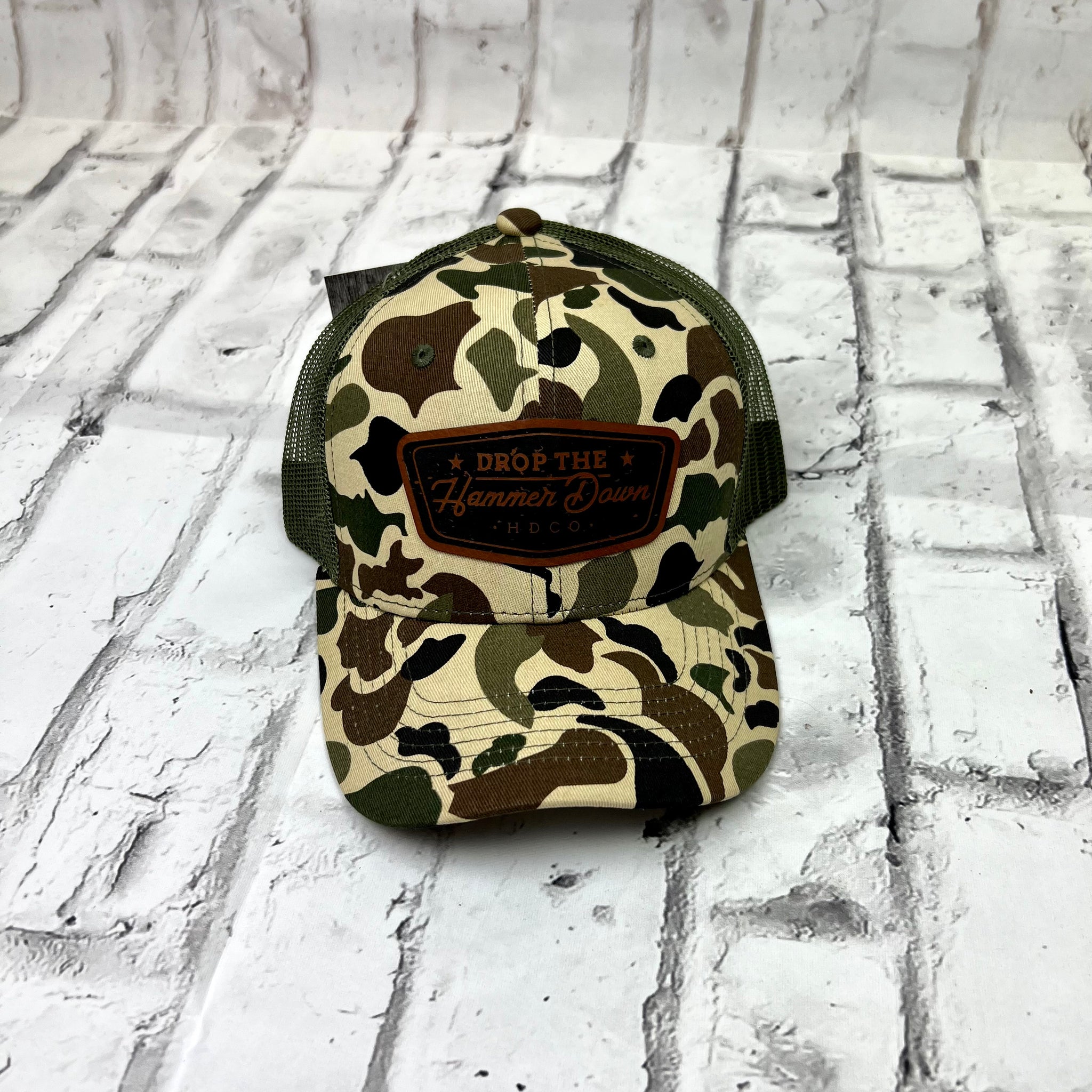 Hammer Down "DTH" Hat - Camo with Leather Patch