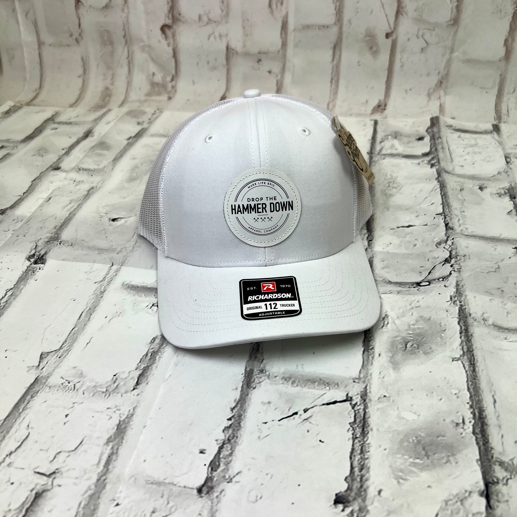 Hammer Down "DTH MLE" Hat - White with Leather Patch
