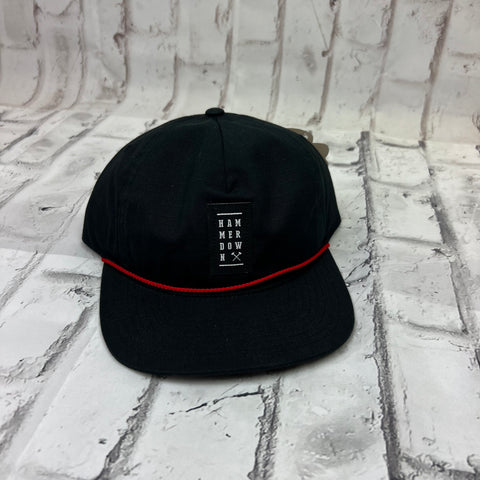 Hammer Down "HD Stack Patch" Hat - Black with Red Rope