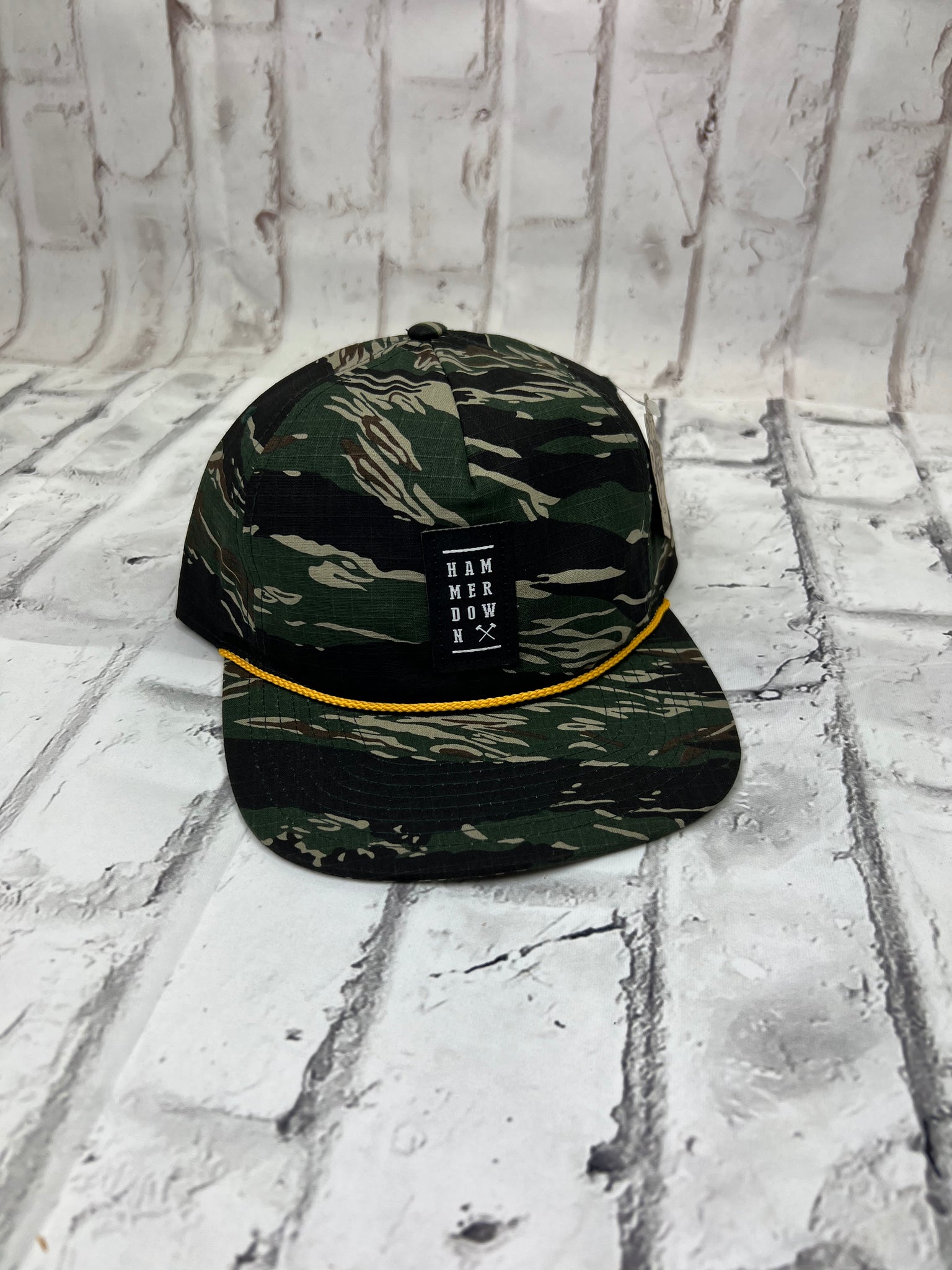 Hammer Down "HD Stack Patch" Hat - Tiger Camo with Gold Rope