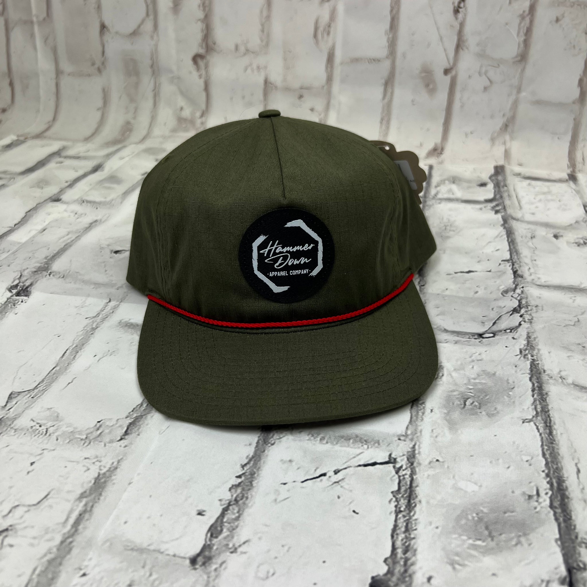 Hammer Down "Paint Octagon" Hat - Moss Green with Red Rope
