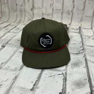 Hammer Down "Paint Octagon" Hat - Moss Green with Red Rope