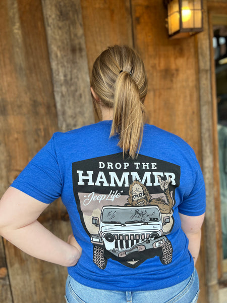 Hammer Down "Sasquatch Jeep Badge" Short Sleeve T-shirt - Royal - Southern Charm "Shop The Charm"