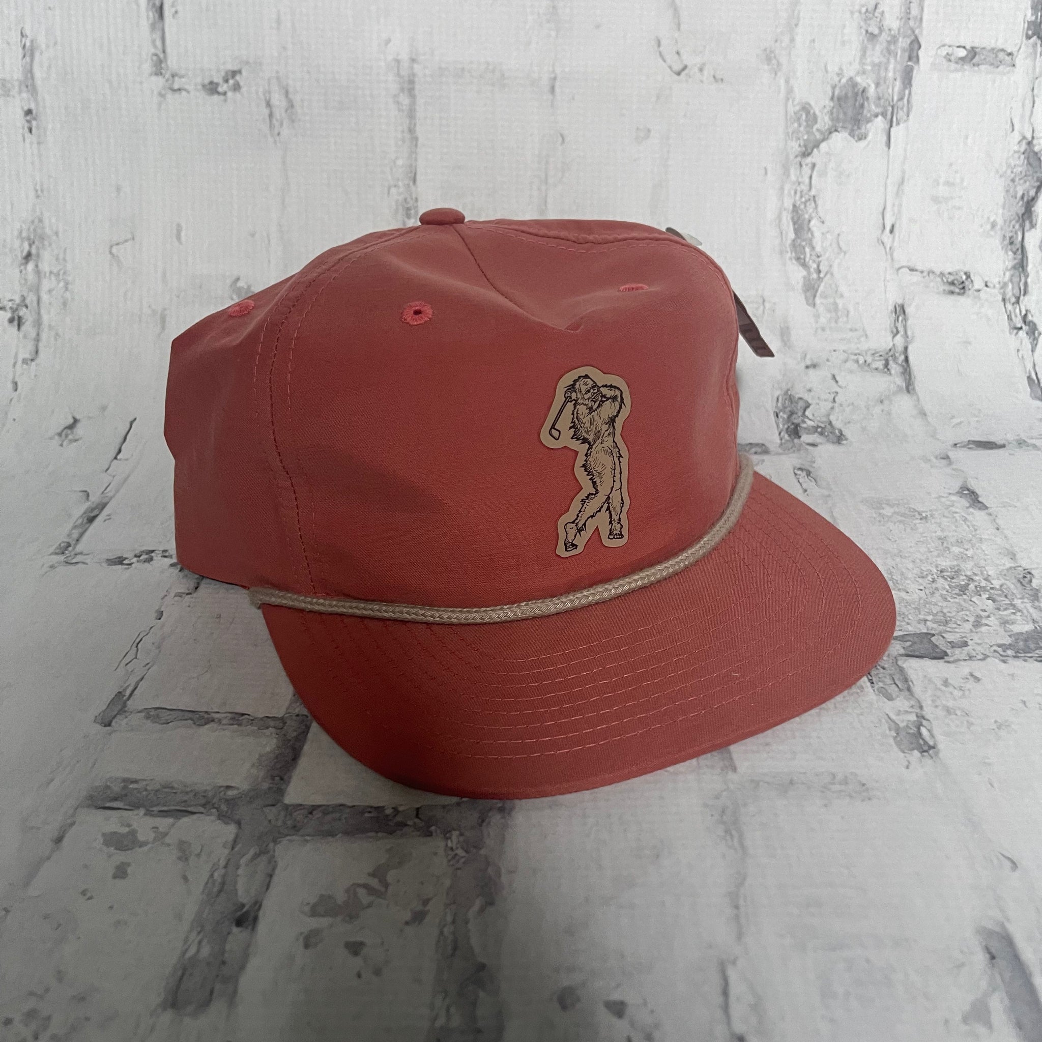 Hammer Down "Sasquatch Golf Swing" Hat - Salmon with Birch Rope