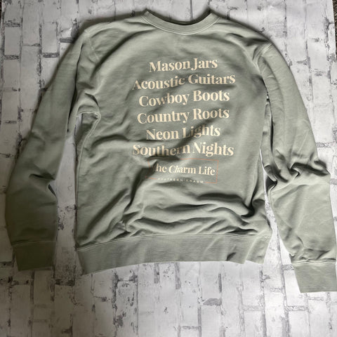 Southern Charm "Mason Jars Southern Nights" Sweatshirt - Pigment Sage