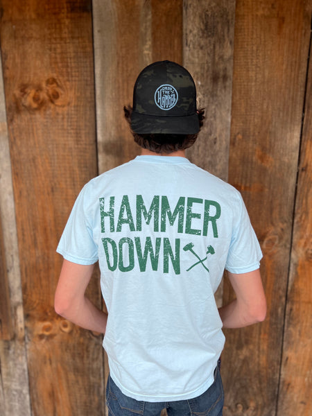 Hammer Down "Two Row Field Patch" Short Sleeve T-shirt - Chambray - Southern Charm "Shop The Charm"