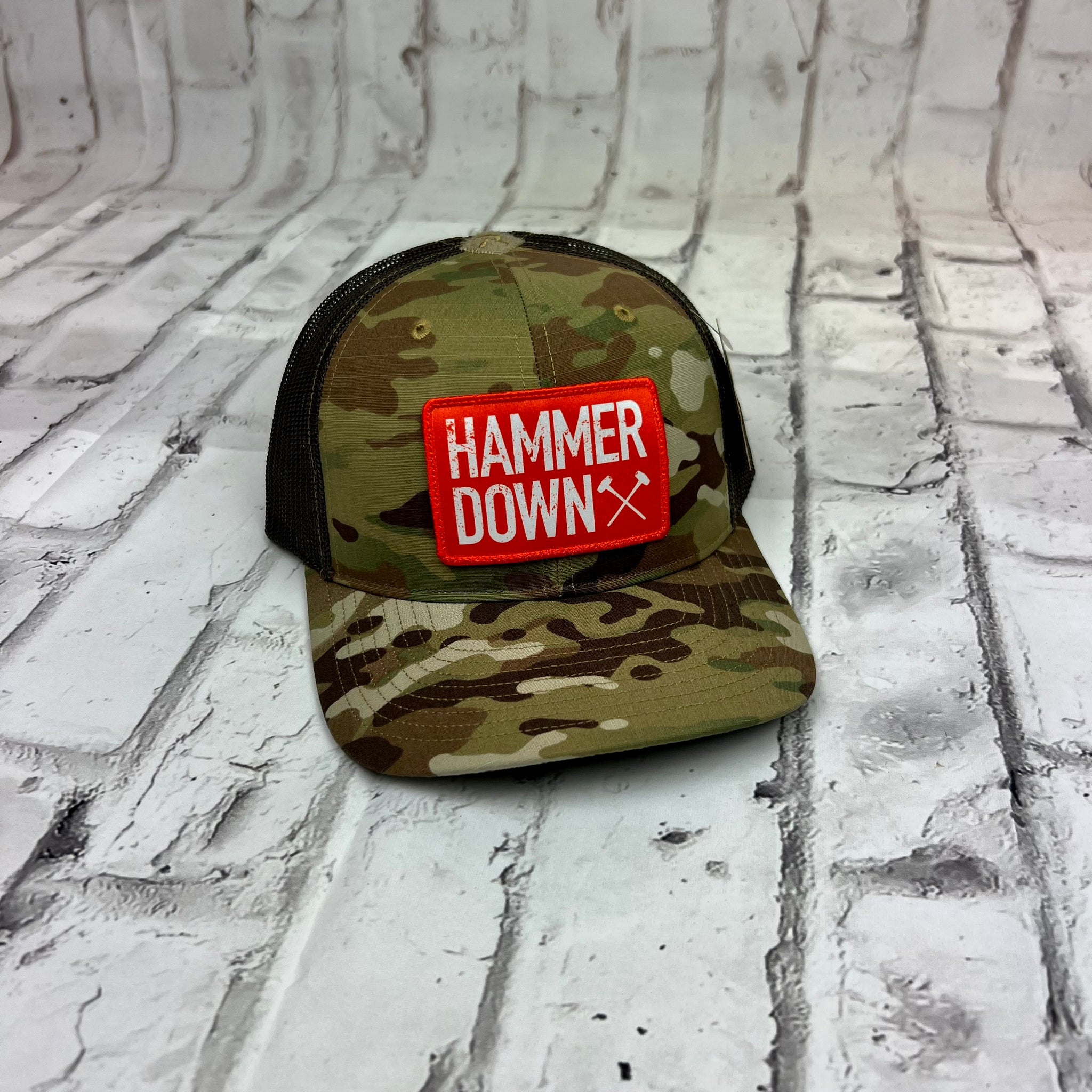 Hammer Down "Two Row" Hat - Coyote Camo with Patch