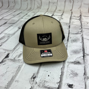 Hammer Down "DTH Brown Antlers" Hat - Khaki and coffee with Patch