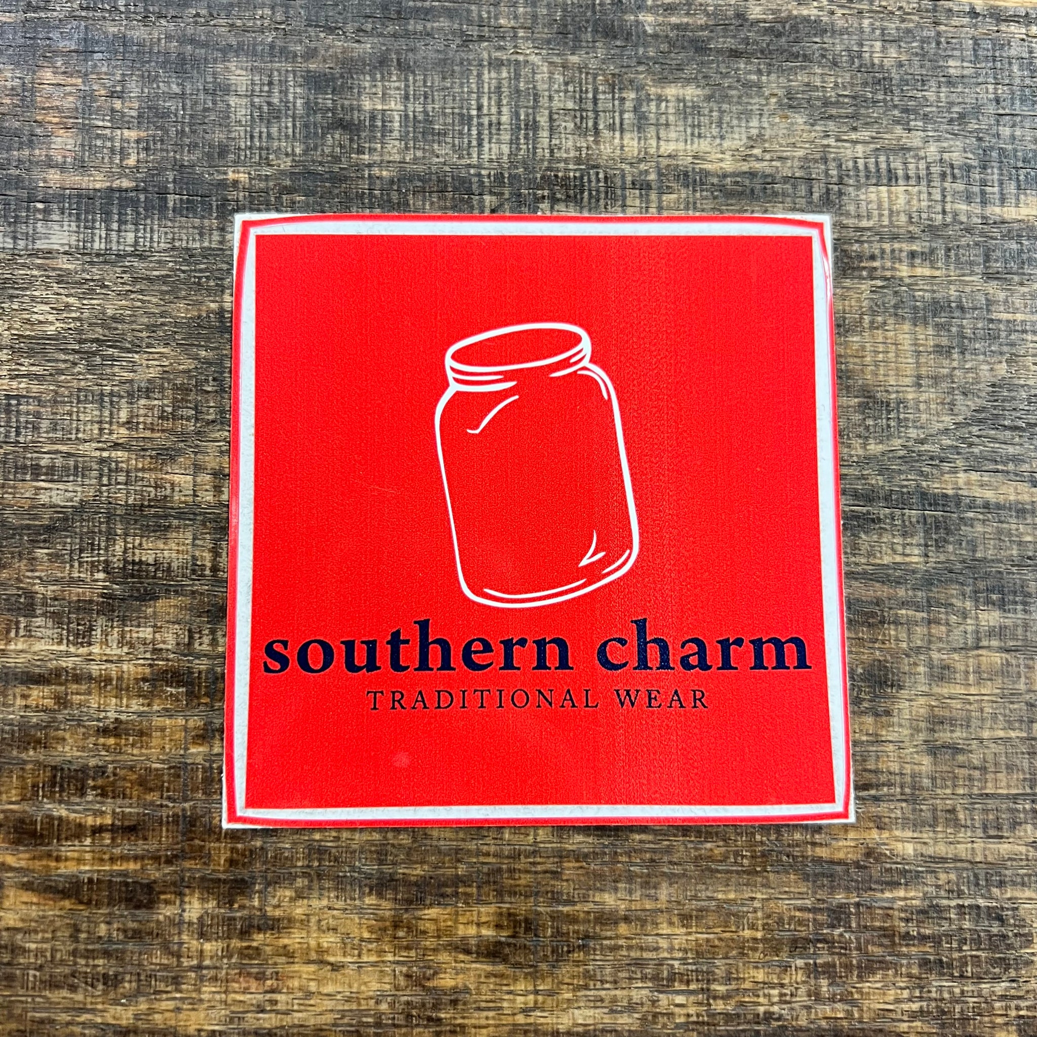 Southern Charm "Jar Square" Sticker - Red