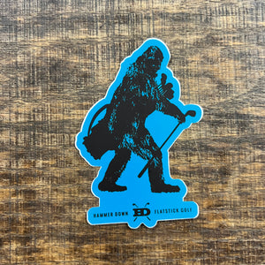 Hammer Down "Sasquatch Flat Stick Golf" Sticker - Black and Blue