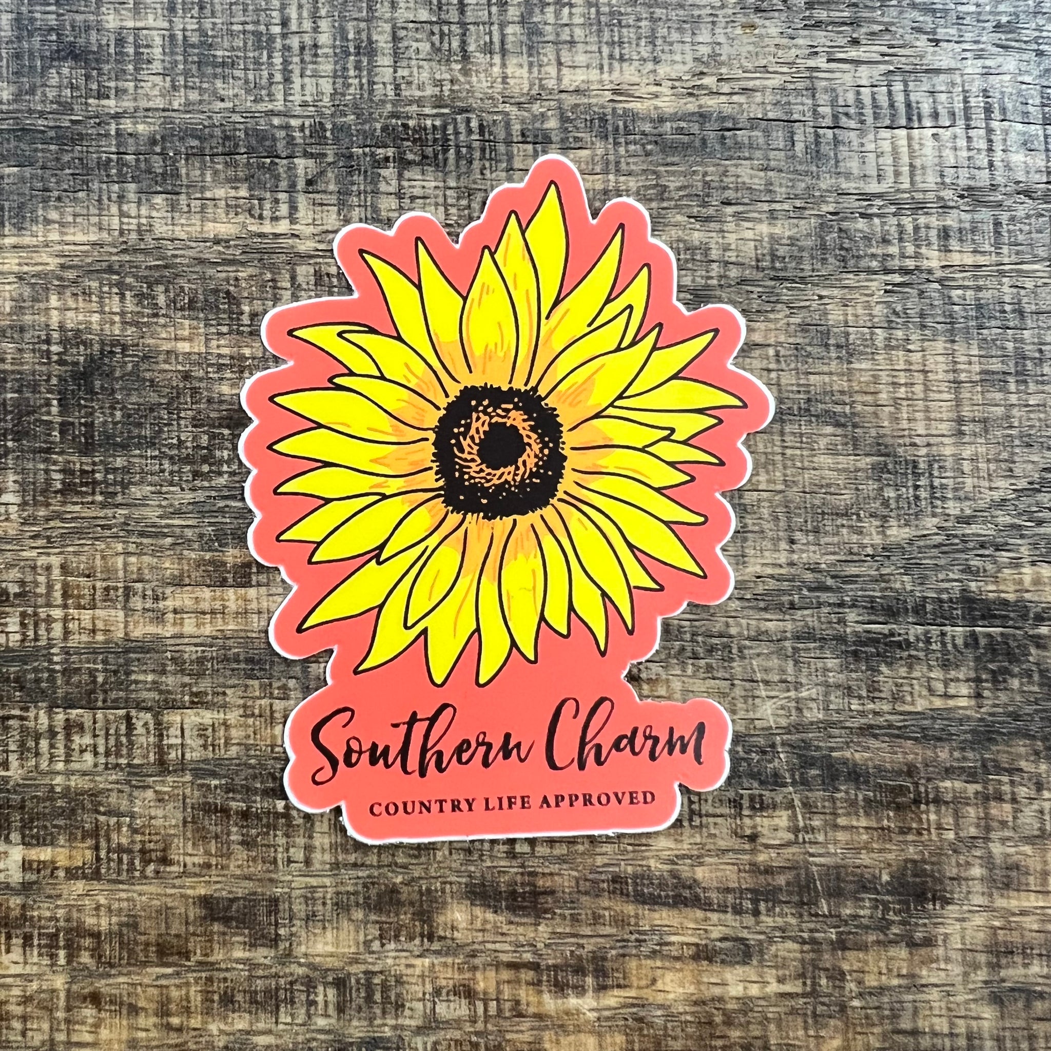 Southern Charm "Sunflower" Sticker - Black and Coral
