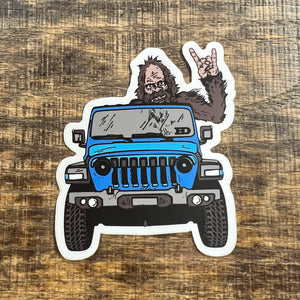 Hammer Down "Sasquatch Jeep" Sticker - Black and Blue