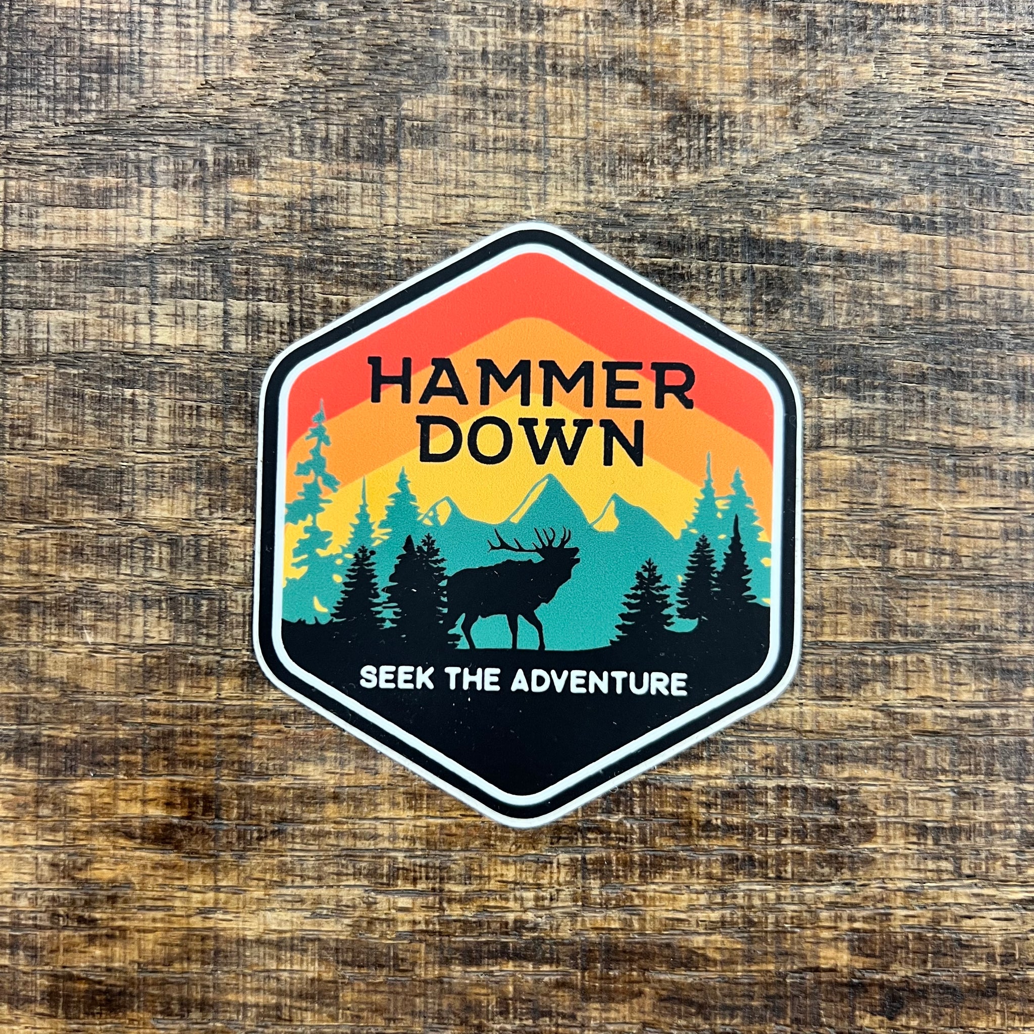Hammer Down "Sunset Elk" Sticker - Red and Yellow