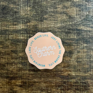 Southern Charm "Living the Charm Life" Sticker - Peach and White