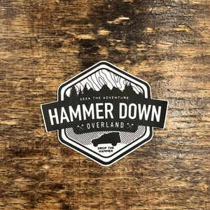Hammer Down "Overland" Sticker - Black and White