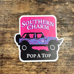 Southern Charm "Pop A Top" Sticker - Black and Pink