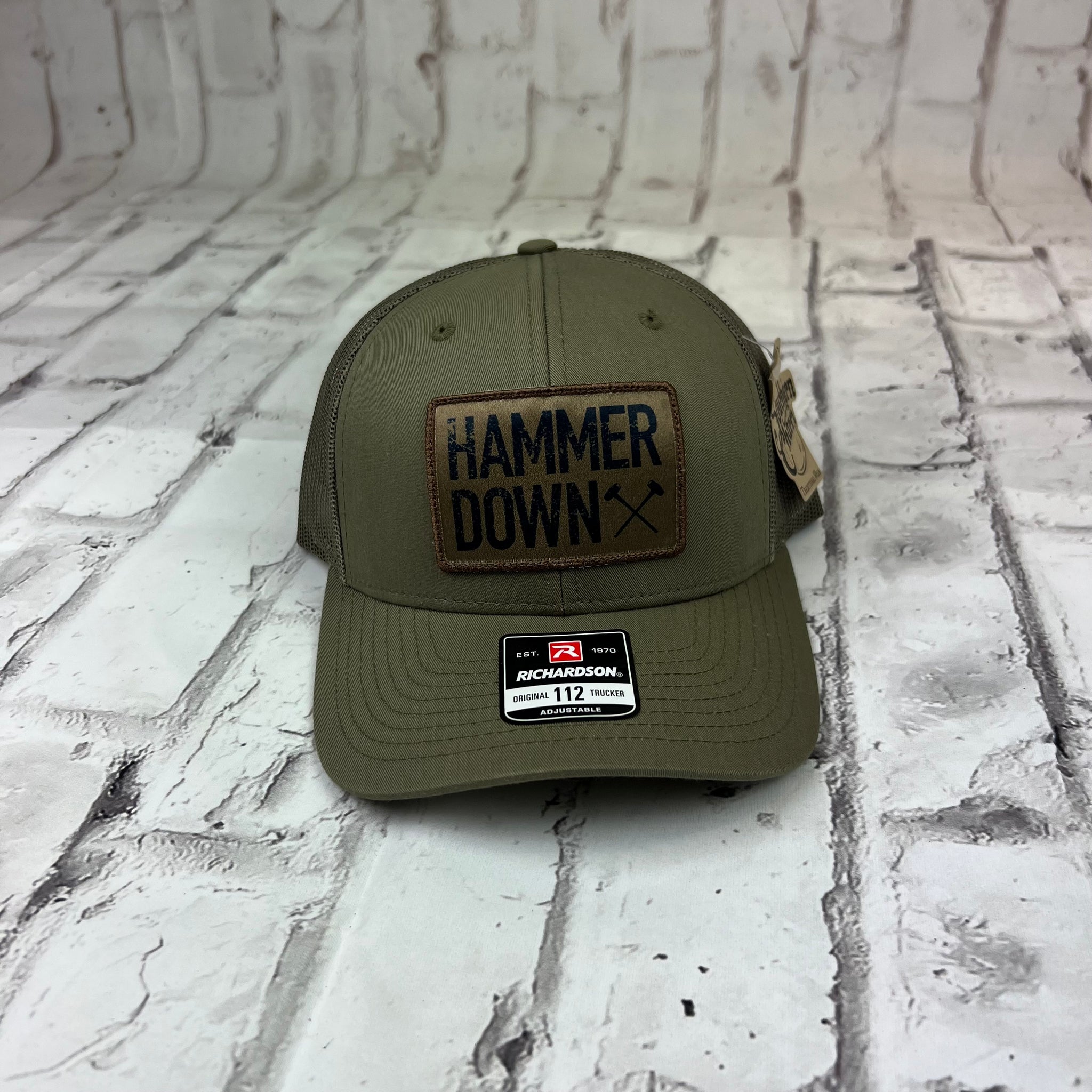 Hammer Down "Two Row" Hat - Loden with Leather Patch