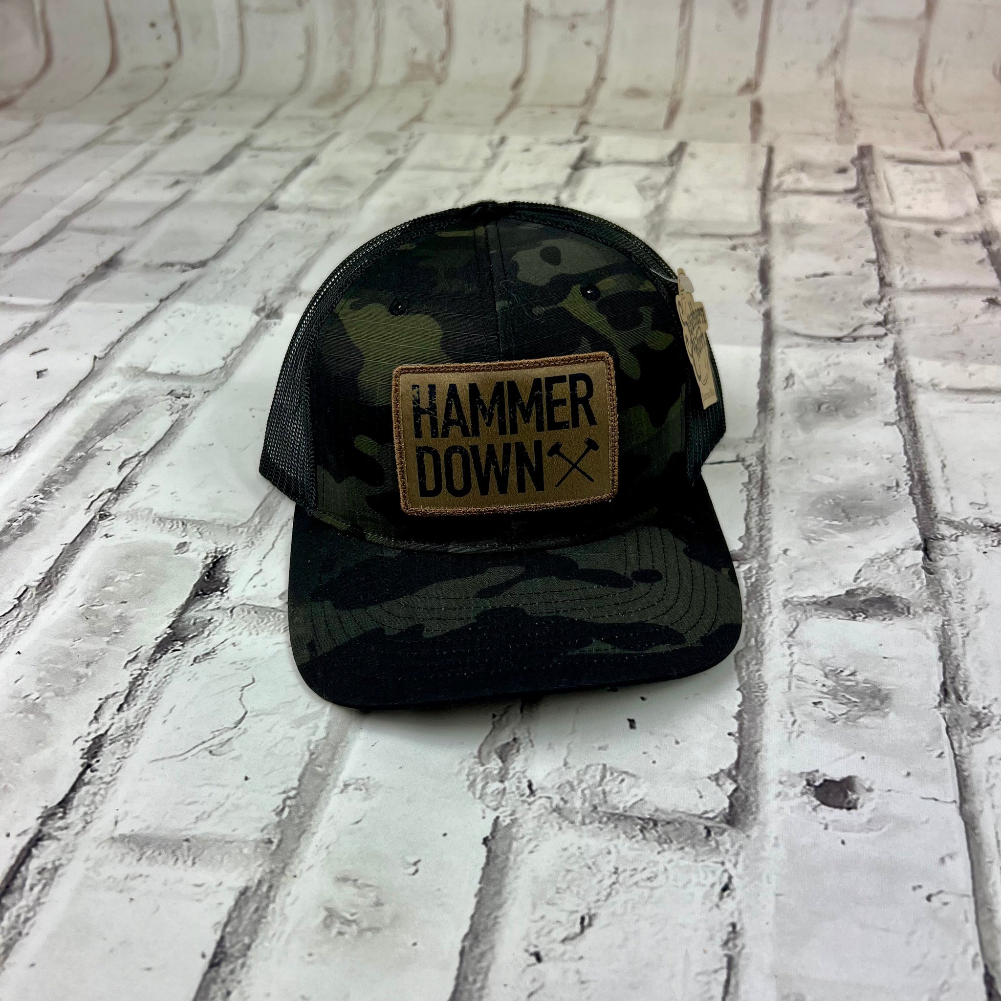 Hammer Down "Two Row" Hat - Multicam and Black with Bronze Patch