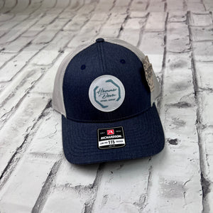 Hammer Down "Paint Octagon" Hat - Navy and Heather Gray with Leather Patch