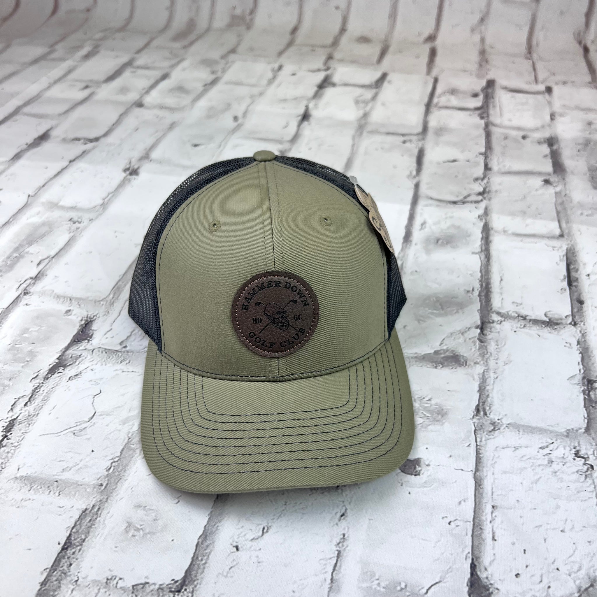 Hammer Down "Golf Club" Hat - Loden and Black with Leather Patch
