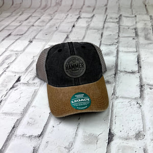 Hammer Down "MLE Stamp" Hat - Charcoal and Gray with Leather Patch