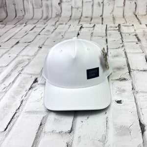 Hammer Down "Mesh Side Panel Two Row" Hat - White with Leather Patch