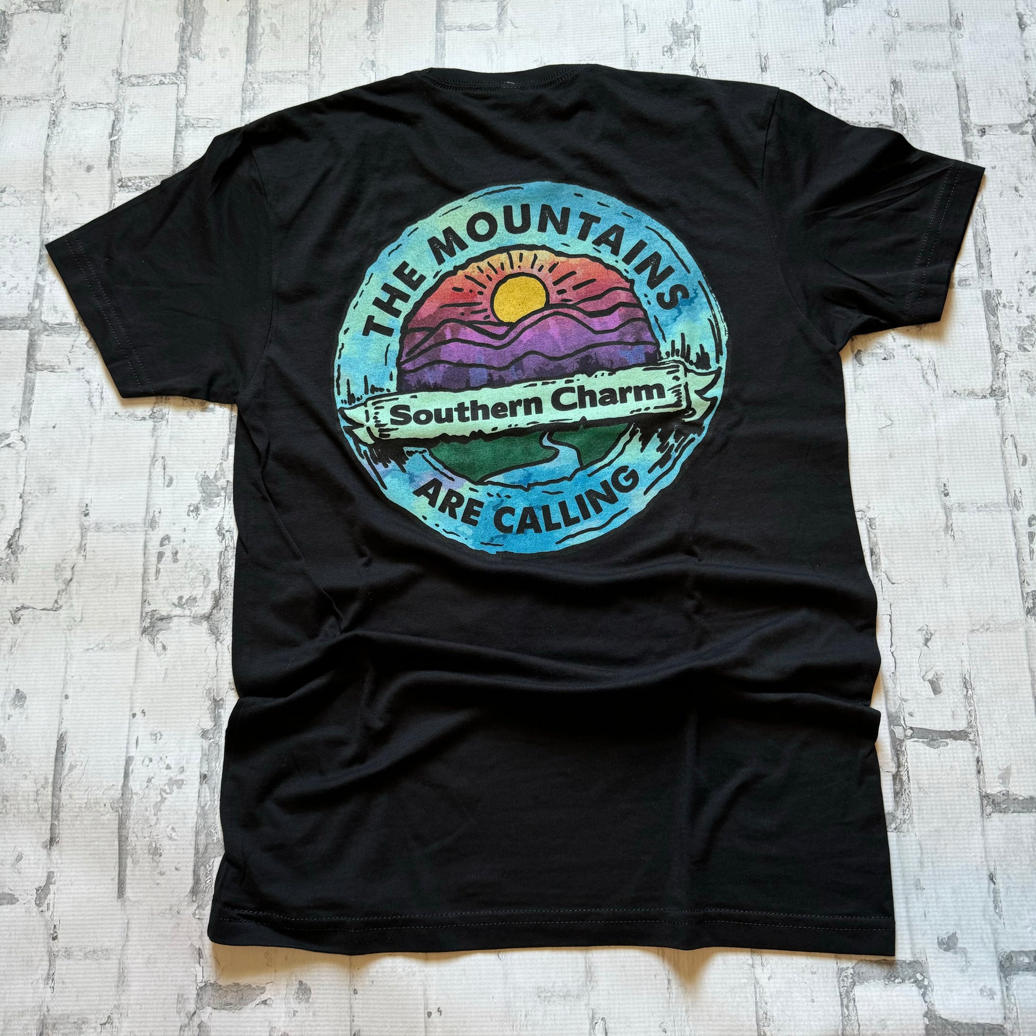 Southern Charm “Watercolor MTN" Short Sleeve T-shirt - Black (Copy)