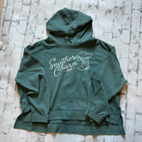 Southern Charm “Floral Cowboy Boot" Long Sleeve T-shirt - Lagoon