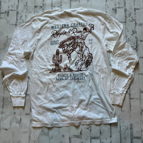 Ripple and Run "Rodeo" Long Sleeve T-shirt - White