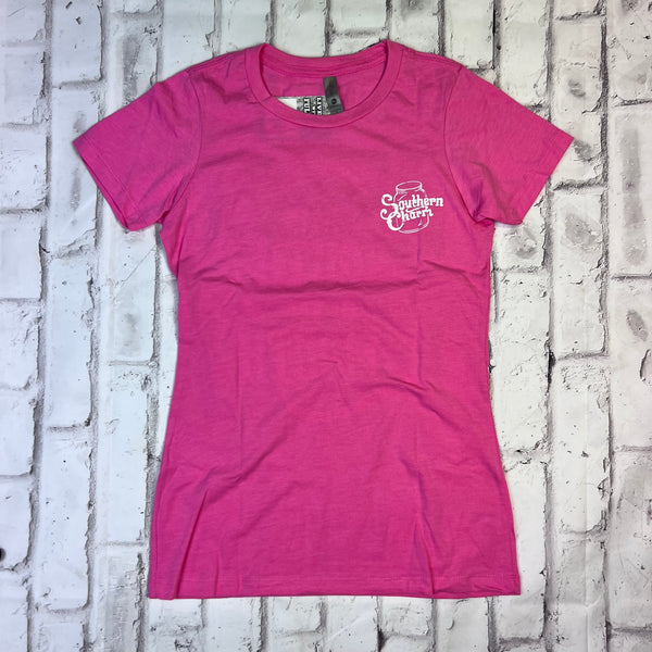 Southern Charm "Put a Little South in Your Mouth" Short Sleeve T-shirt - Hot Pink