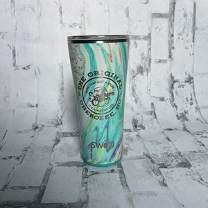 Southern Charm "More Than A Store" Tumbler - Teal and White Swirl