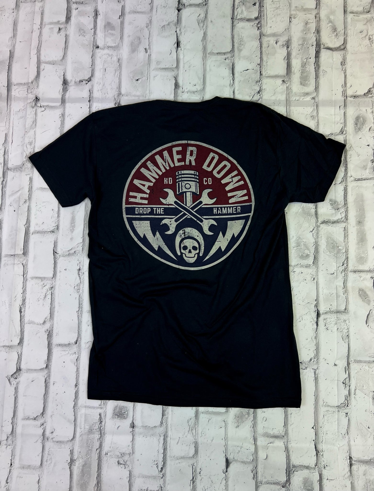 bottom gear logo Hammer Down "Gear Head USA" Short Sleeve T-shirt