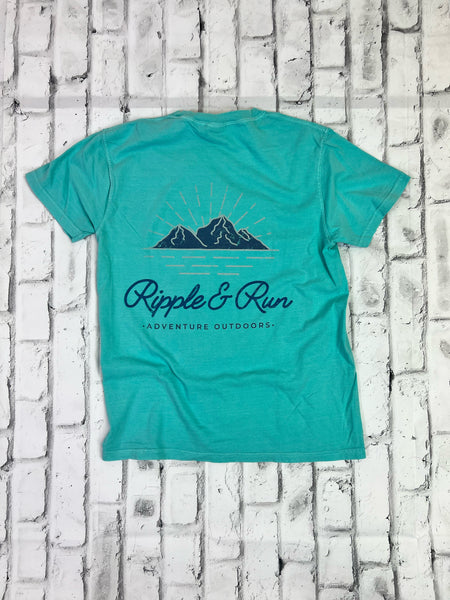 Ripple and Run "Mountain Peaks" Short Sleeve T-shirt - Aqua Blue - Southern Charm "Shop The Charm"