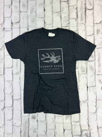 Hammer Down "Etched Elk Frame" Short Sleeve T-shirt - Charcoal - Southern Charm "Shop The Charm"