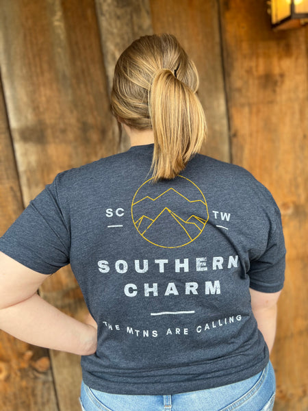 Southern Charm "Mountain Circle Line" Short Sleeve T-shirt - Midnight Navy - Southern Charm "Shop The Charm"