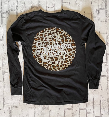 Southern Charm "Original Logo Leopard Circle" Long Sleeve T-shirt - Black - Southern Charm "Shop The Charm"