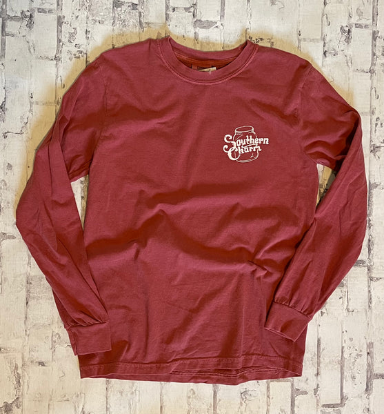 Southern Charm "Put A Little South In Yer Mouth" Long Sleeve T-shirt - Crimson - Southern Charm "Shop The Charm"