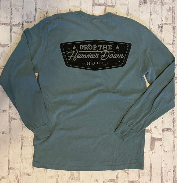 Hammer Down "Stars Badge" Long Sleeve T-shirt - Denim - Southern Charm "Shop The Charm"