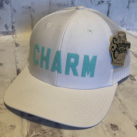 Southern Charm "CHARM" Hat - White with Woven Patch - Southern Charm "Shop The Charm"