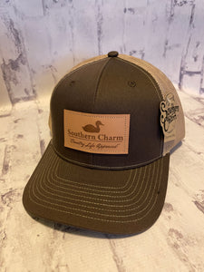 Southern Charm "Duck CLA" Hat - Brown/Khaki with Leather Patch - Southern Charm "Shop The Charm"